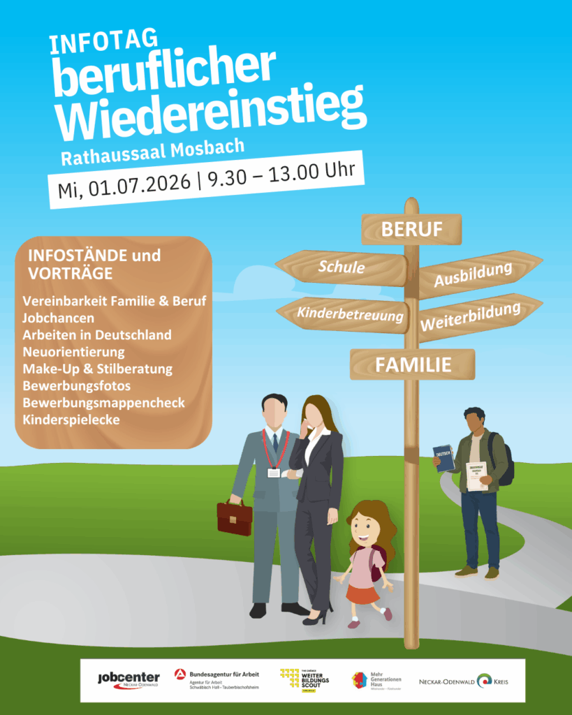 2026_Infotag Wiedereinstieg_SocialMedia Symbolbild für Veranstaltung "Infotag beruflicher Wiedereinstieg in Mosbach"