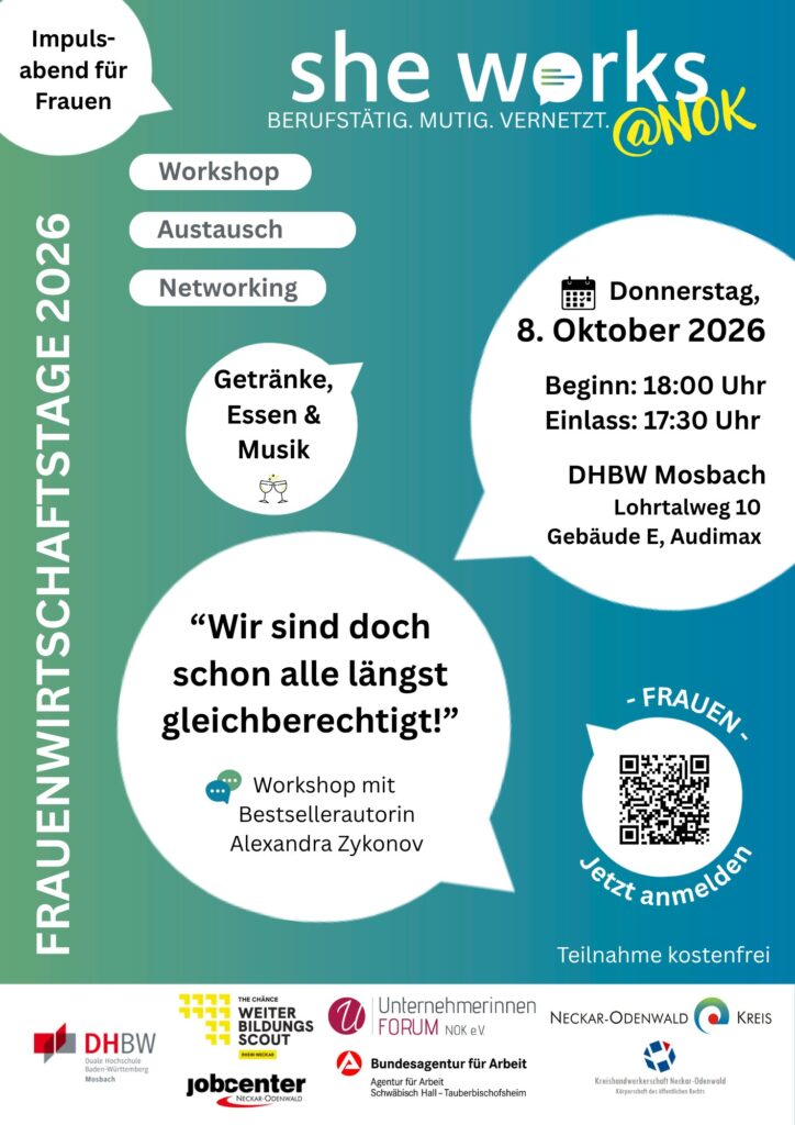 sheworks 1 Symbolbild für Veranstaltung "After-work-event für Frauen: she works@NOK in Mosbach"